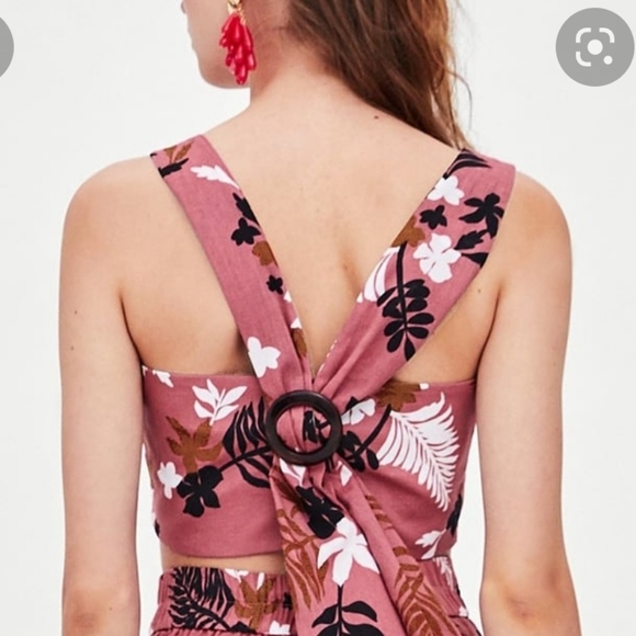 BNWT Zara tropical print crop top - Picture 2 of 7